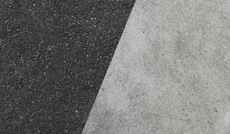 The comparison of asphalt and concrete parking lot 