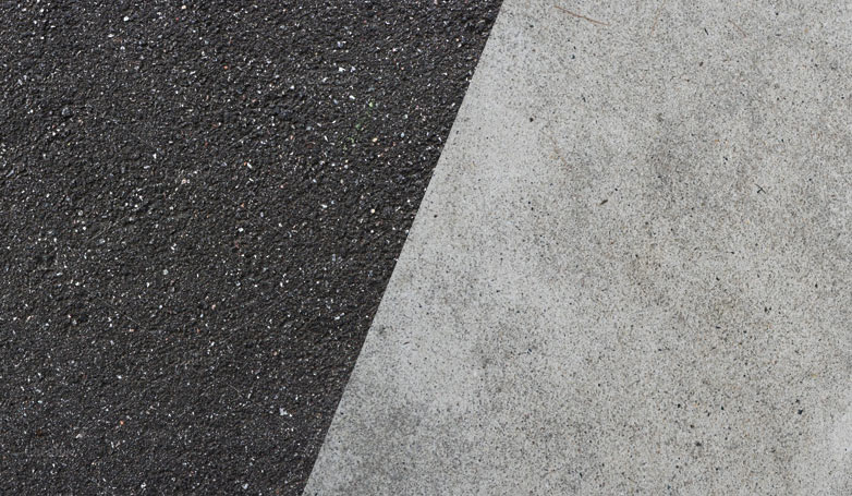 Comparison of asphalt and concrete driveway with seal coat