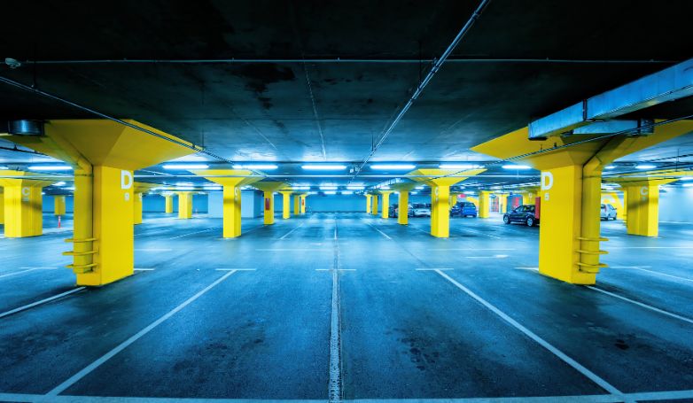 An underground car park fixed after the intervention of maintenance workers