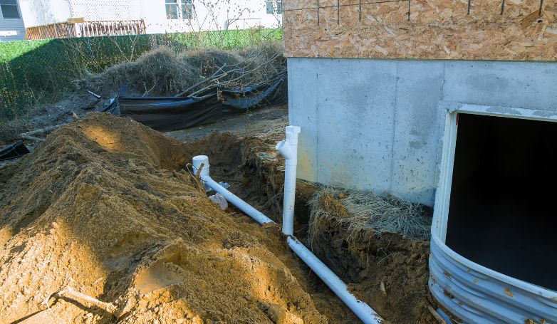 The workers installed the water drainage system towards the tank for collection