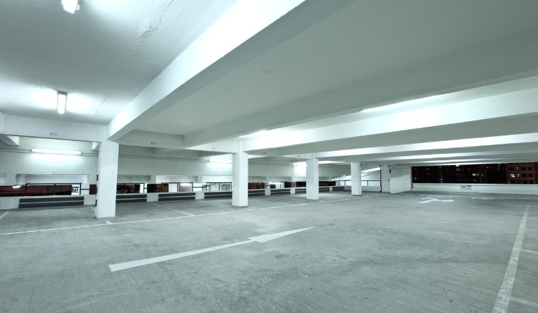 A parking lot built specifically for automobiles