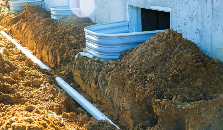 a French drainage system was installed to drain the water