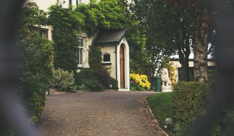 A driveway to which drainage solutions for sloping driveways have been applied