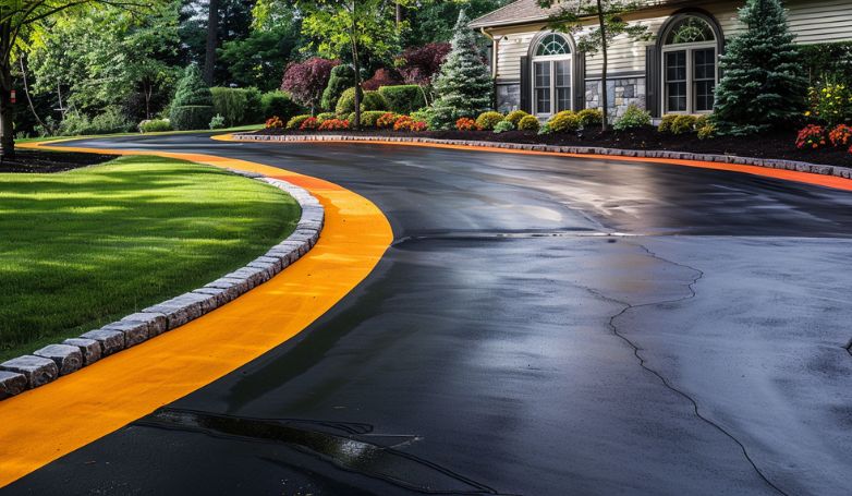 Example of a driveway painted at the edges