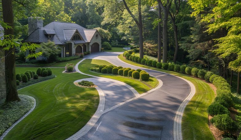 a serpentine driveway