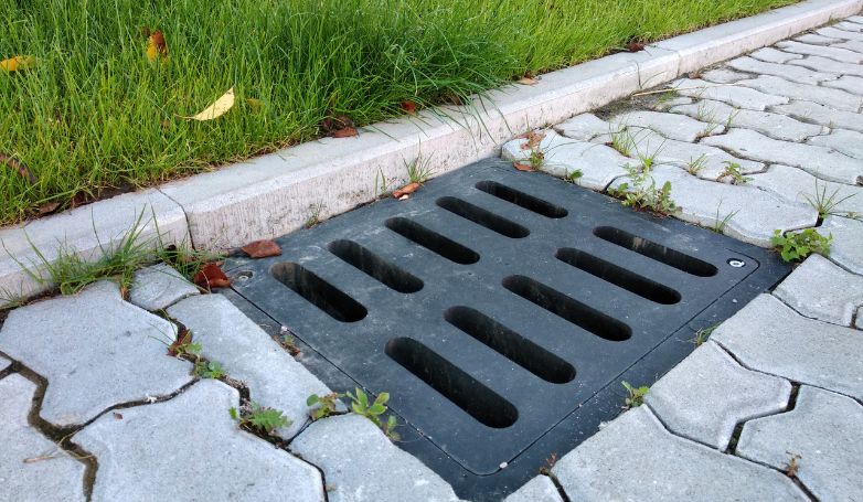 A repaired storm drain