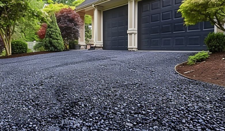 A new tar and chip driveway installed