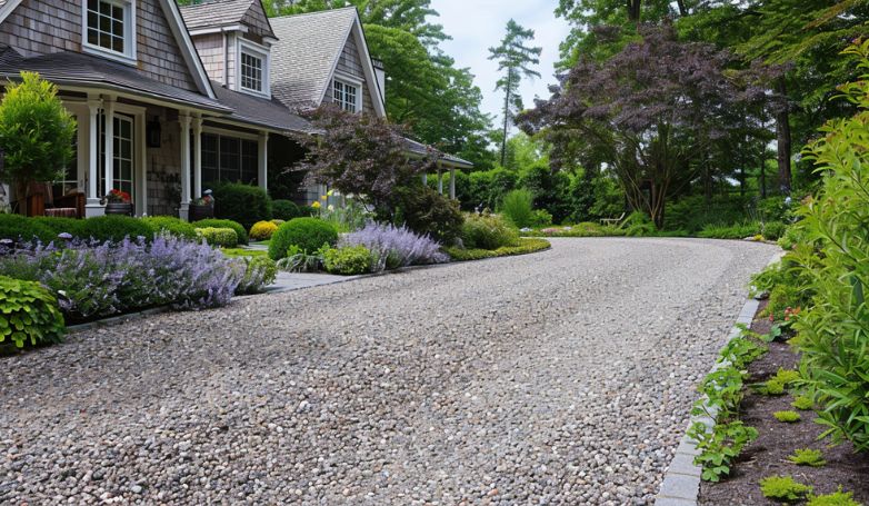 The homeowner chose shell as an alternative material for his driveway