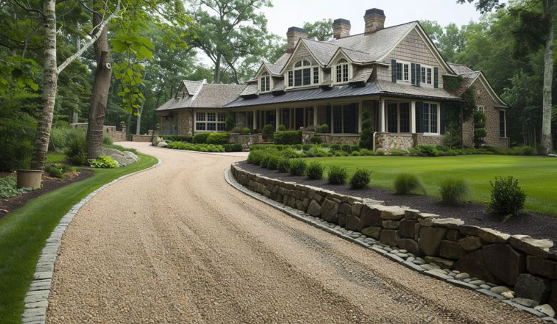 Gravel Driveway with Stone Borders