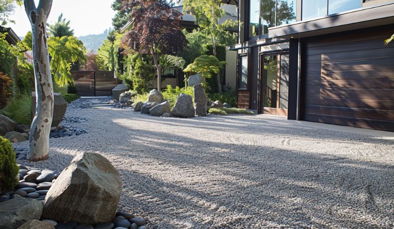 Serene Zen Garden driveway