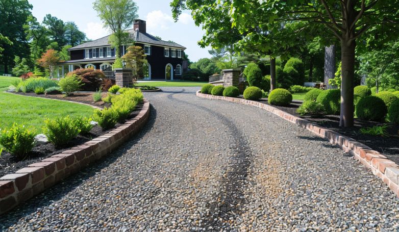The homeowner chose crushed stone to build his driveway