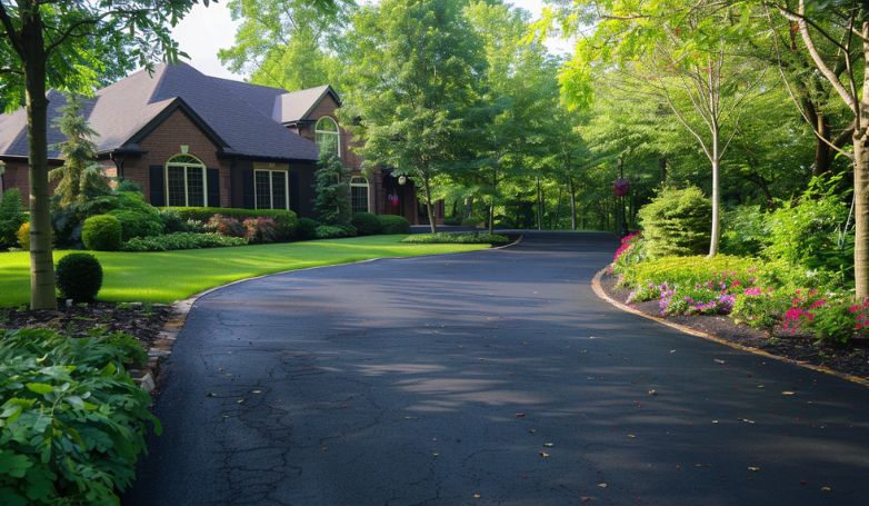 A half circle driveway built with milled asphalt